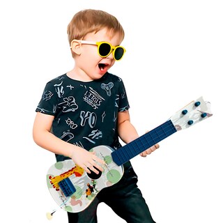 Foto 6 | Guitarra De Juguete Infantil Blanca Con Azul Con Cuerdas Y Plumilla Diseño De Animales