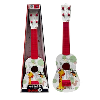 Foto 1 | Guitarra De Juguete Infantil Blanca Con Rojo Con Cuerdas Y Plumilla Diseño De Animales