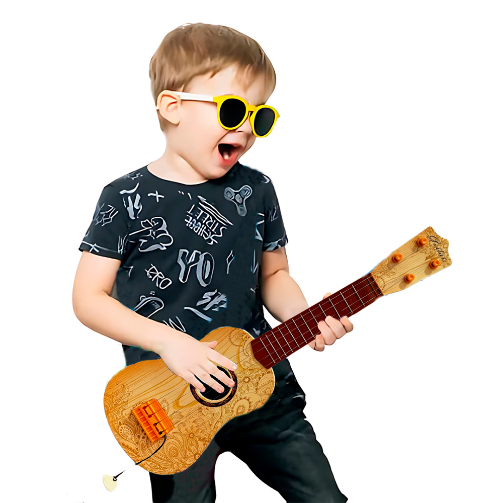 Foto 7 pulgar | Guitarra Infantil De Plástico Color Madera Con Diseño Floral Y Plumilla