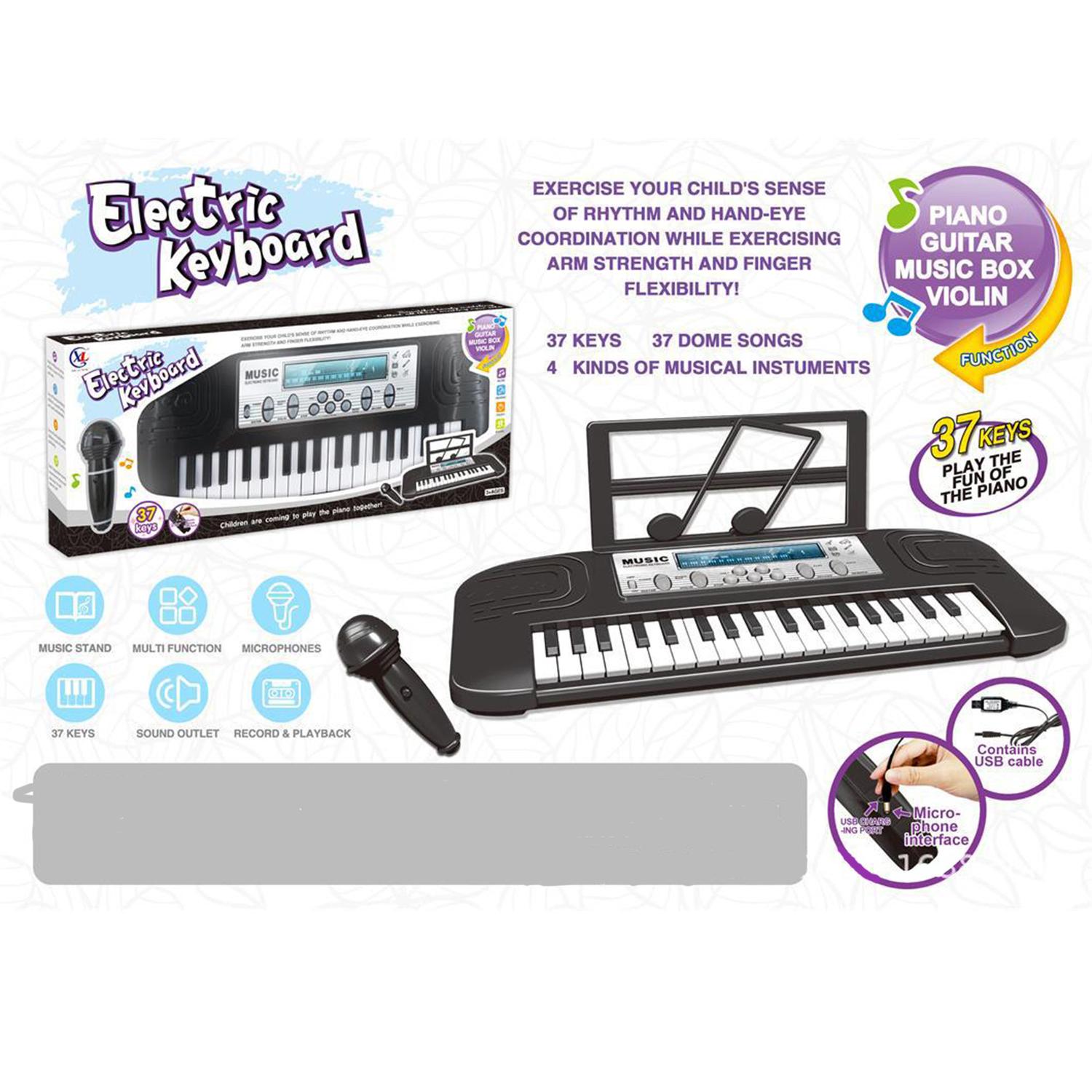 Foto 4 pulgar | Piano y Micrófono Infantil de Juguete color Negro 37 Teclas