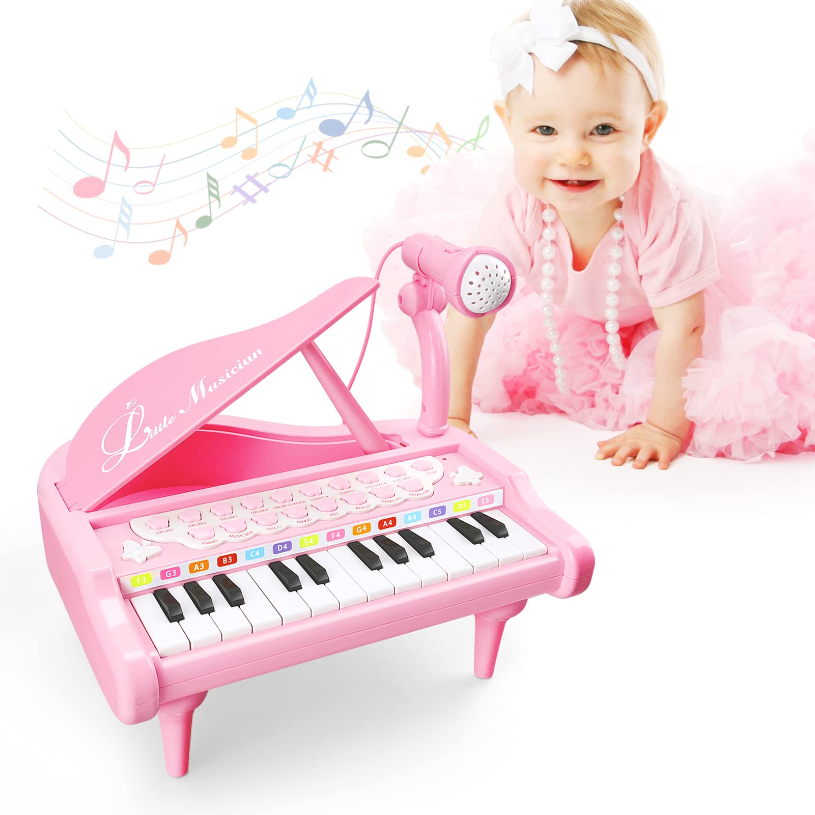 Foto 6 pulgar | Venta Internacional - Piano Toy Love&mini Pink Para Niñas Mayores De 1 Año Con Micrófono