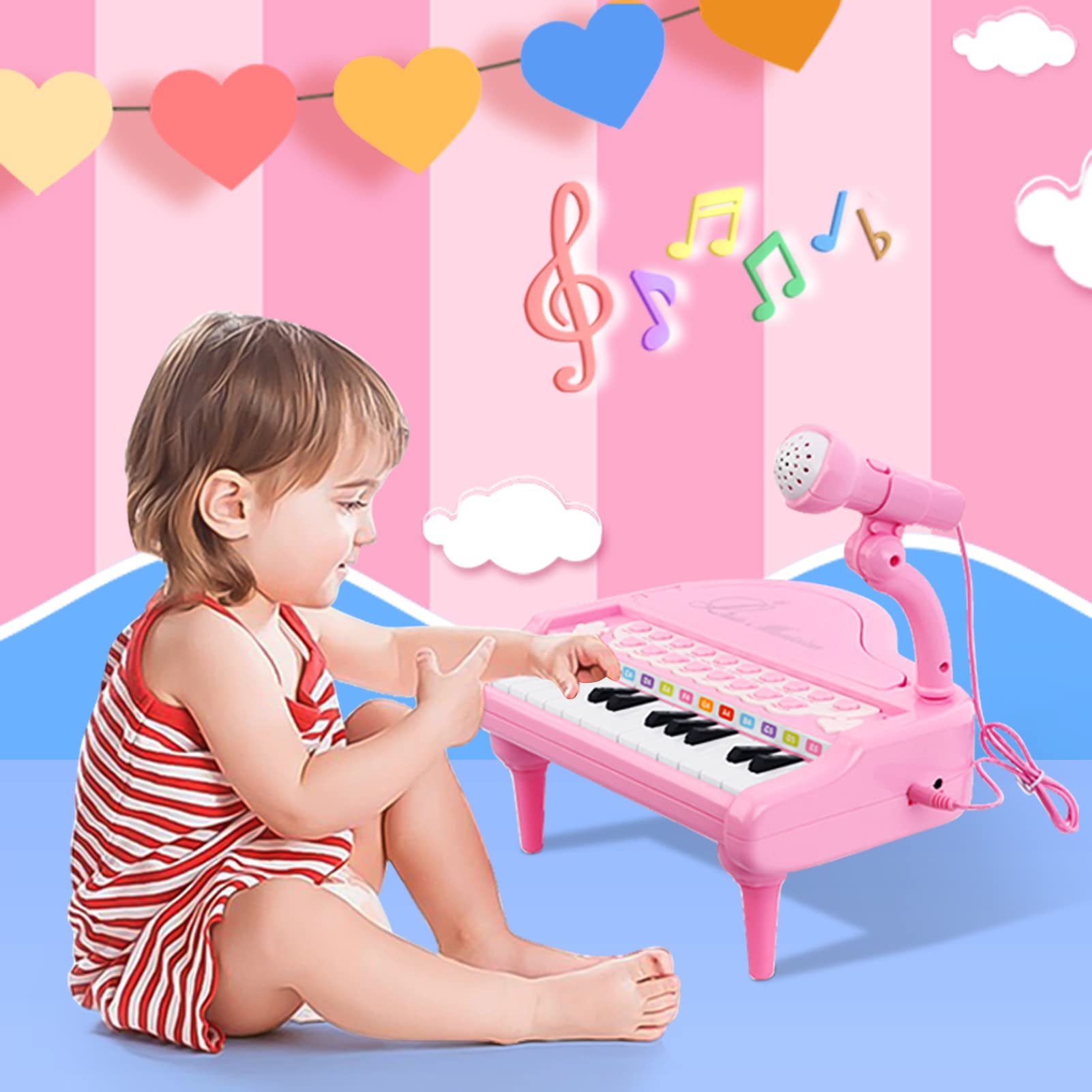 Foto 7 pulgar | Venta Internacional - Piano Toy Love&mini Pink Para Niñas Mayores De 1 Año Con Micrófono