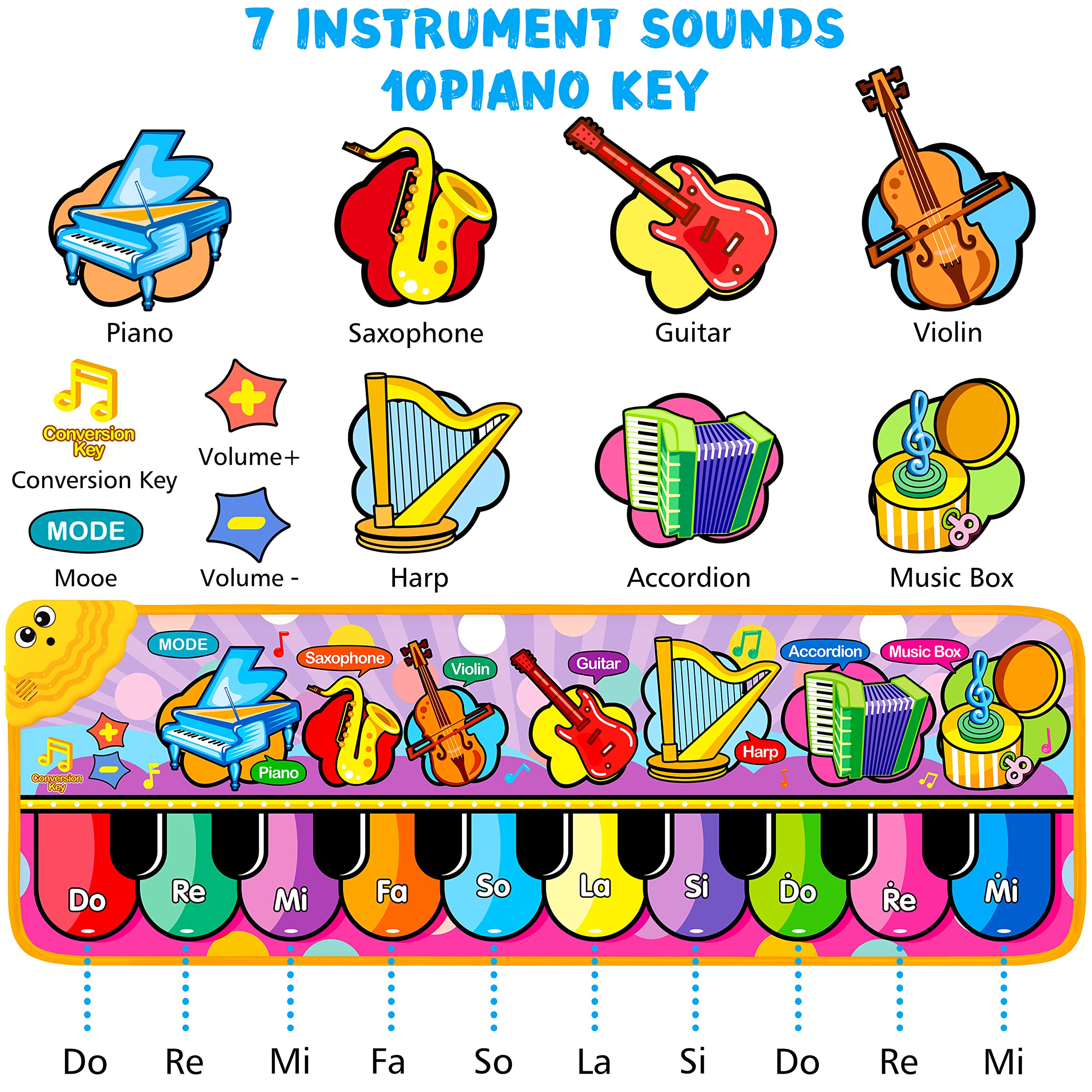 Foto 4 pulgar | Venta Internacional - Alfombrilla Para Piano Musical Mr.tn Kids Con 25 Sonidos Musicales De 1 A 6 Años O Más