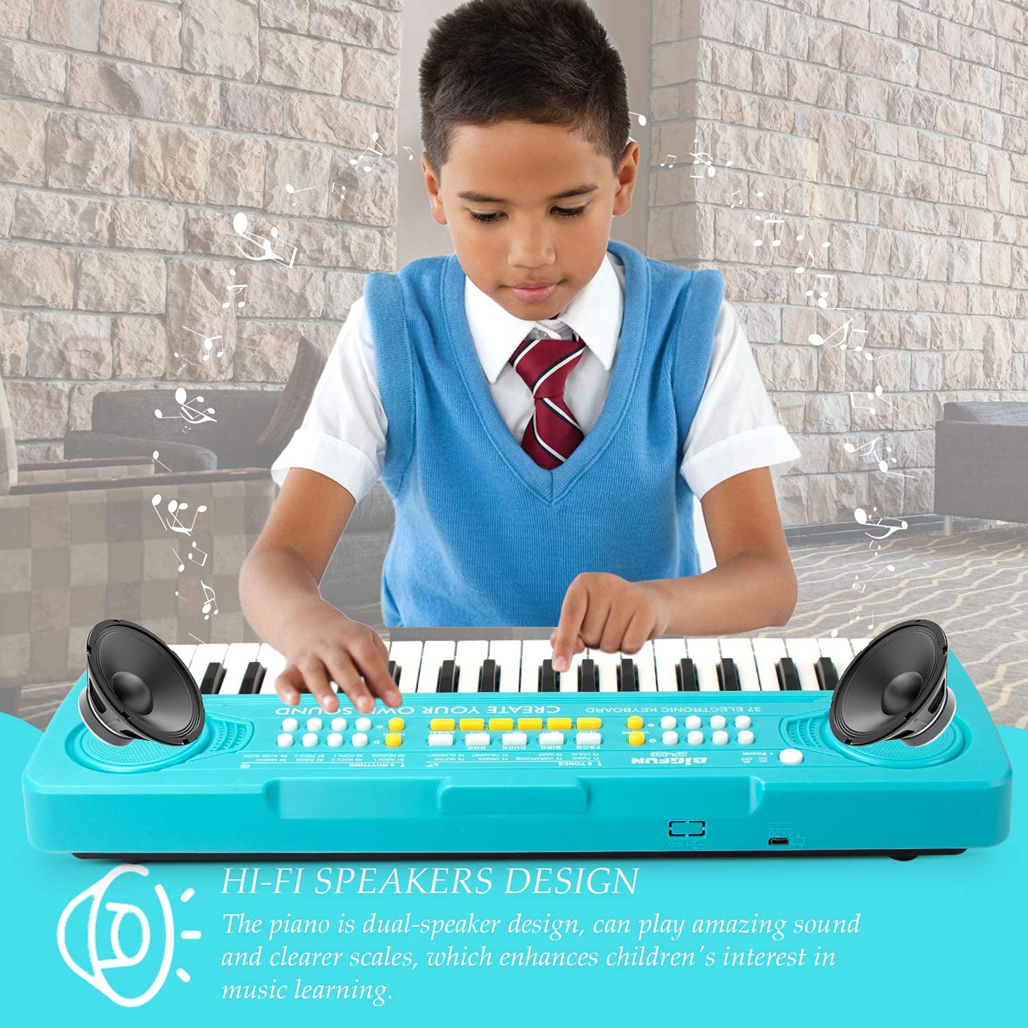 Foto 3 pulgar | Venta Internacional - Teclado Y Piano Bigfun Kid, Juguete Musical De 37 Teclas Para Niños, Azul