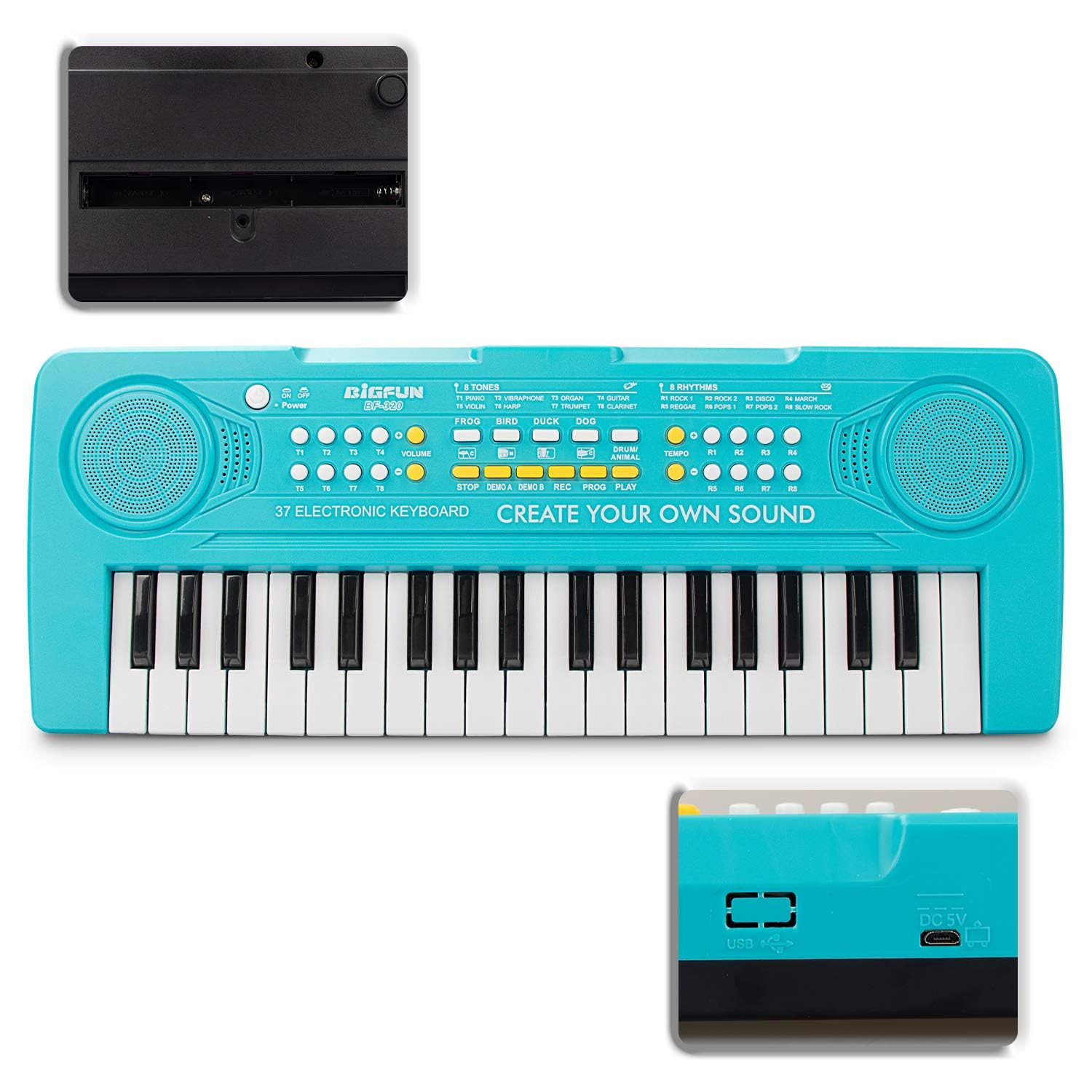 Foto 4 pulgar | Venta Internacional - Teclado Y Piano Bigfun Kid, Juguete Musical De 37 Teclas Para Niños, Azul