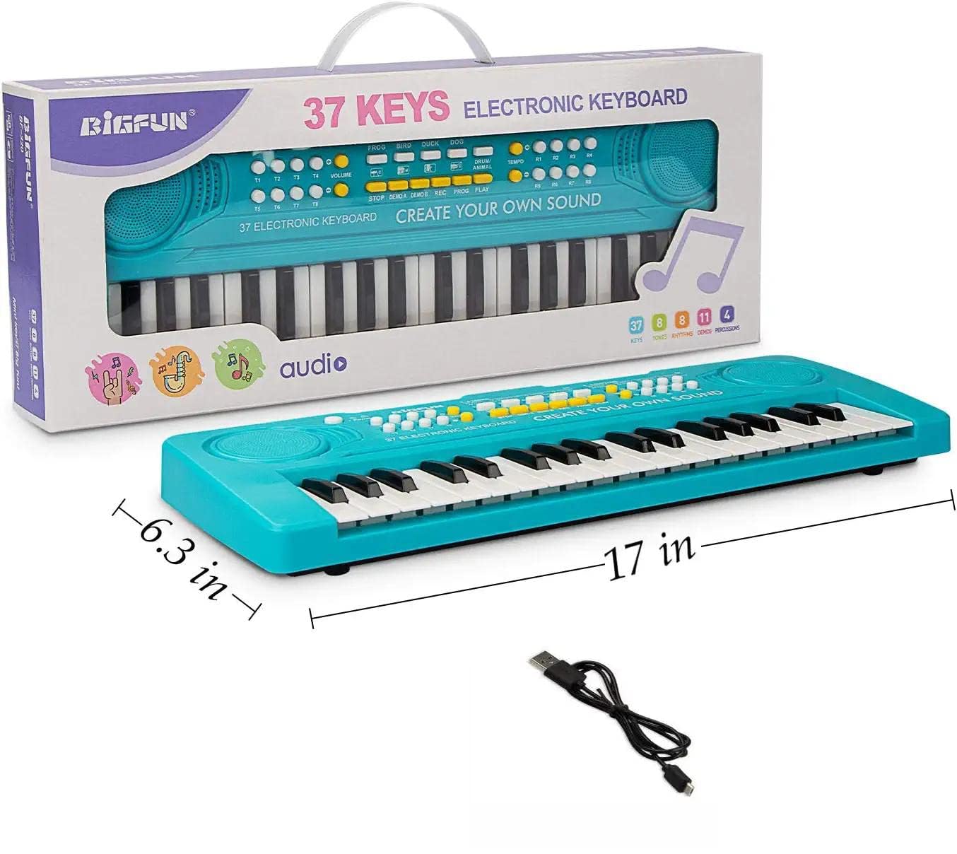 Foto 6 pulgar | Venta Internacional - Teclado Y Piano Bigfun Kid, Juguete Musical De 37 Teclas Para Niños, Azul