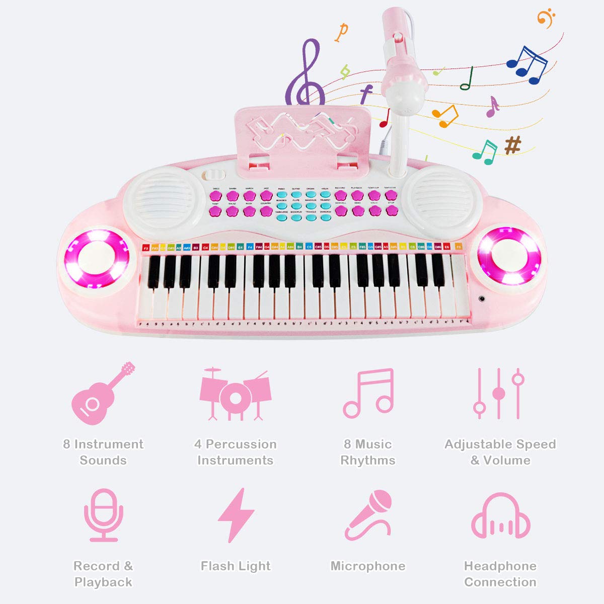 Foto 3 pulgar | Teclado Musical Costzon Rosa Infantil-Venta Internacional