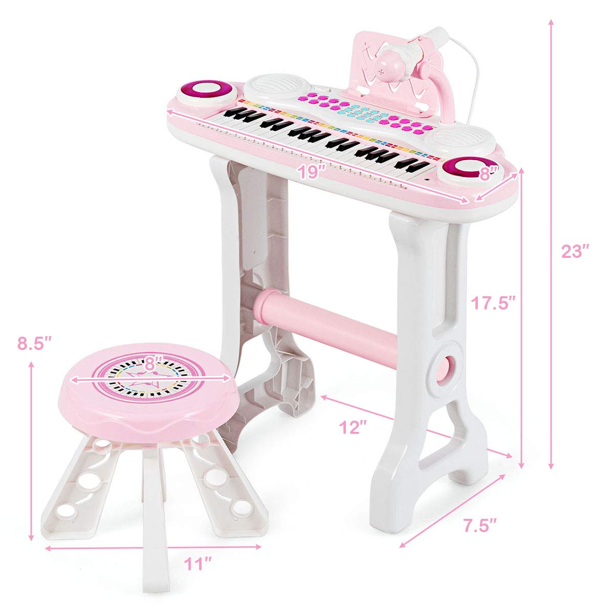 Foto 7 pulgar | Teclado Musical Costzon Rosa Infantil-Venta Internacional