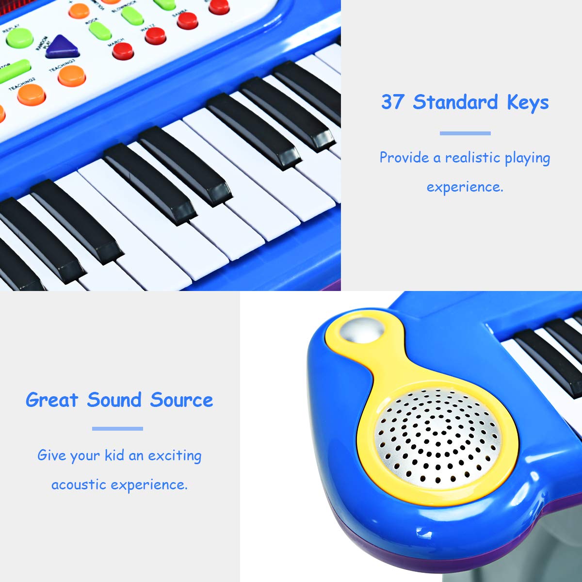 Foto 3 pulgar | Teclado Musical Costzon con Micrófono y Taburete Infantil-Venta Internacional