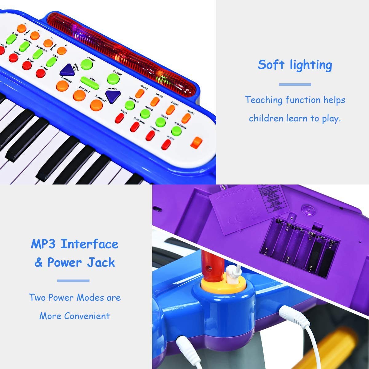 Foto 6 pulgar | Teclado Musical Costzon con Micrófono y Taburete Infantil-Venta Internacional