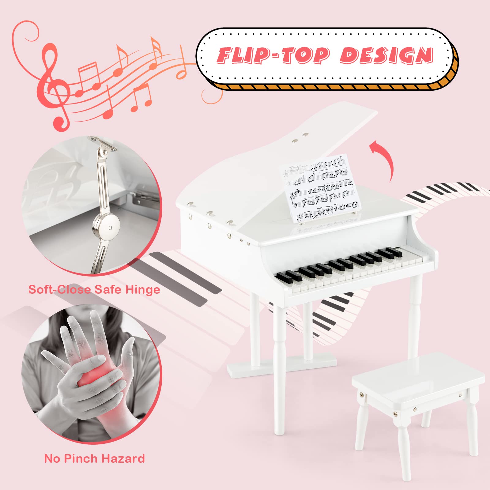 Foto 4 pulgar | Piano Musical Costzon Blanco Infantil-Venta Internacional