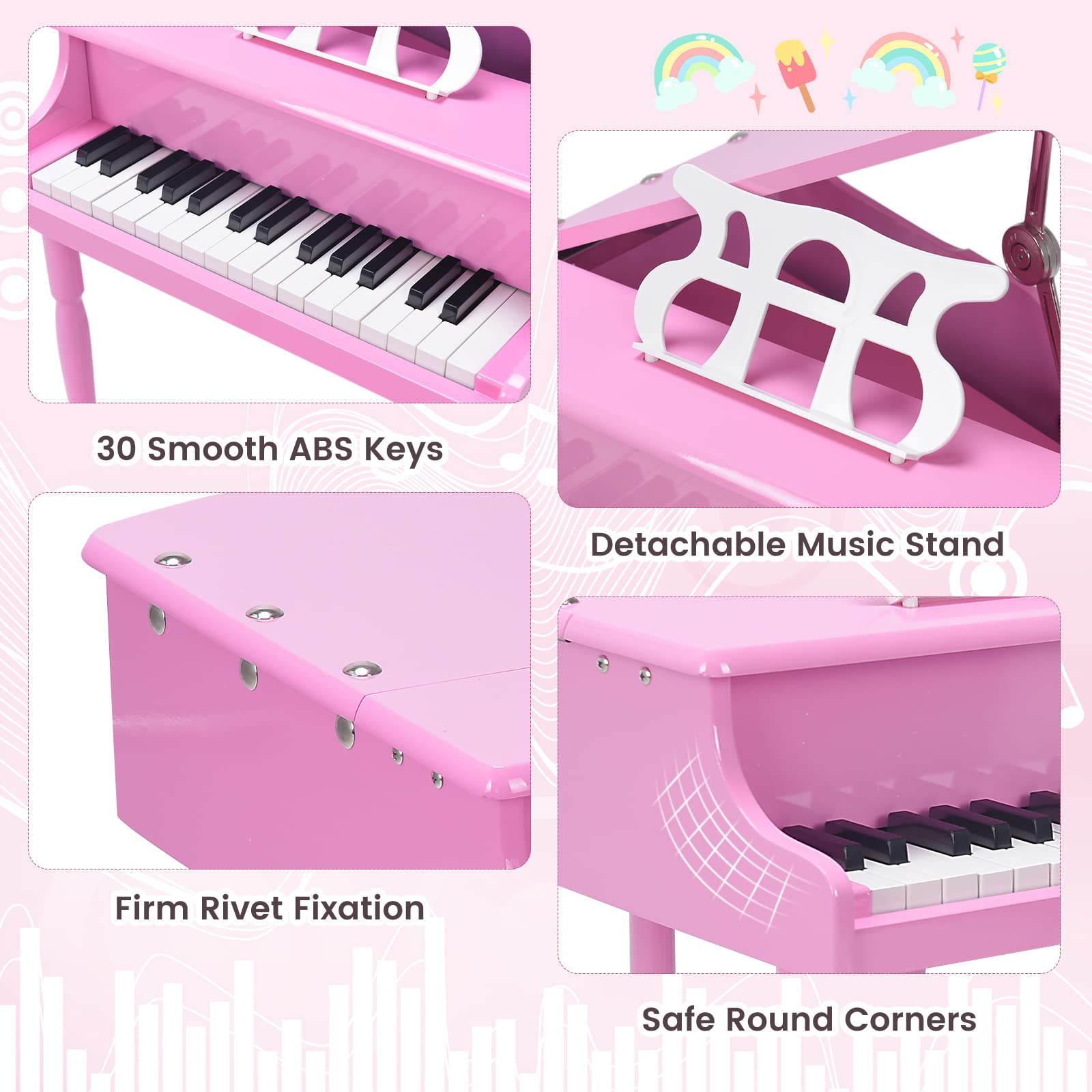 Foto 3 pulgar | Piano Musical Costzon Rosa Infantil-Venta Internacional