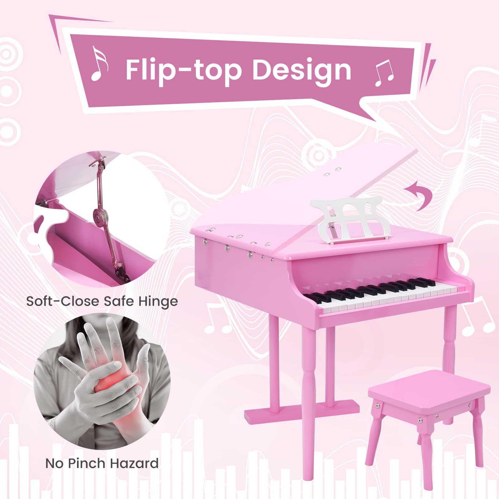 Foto 4 pulgar | Piano Musical Costzon Rosa Infantil-Venta Internacional