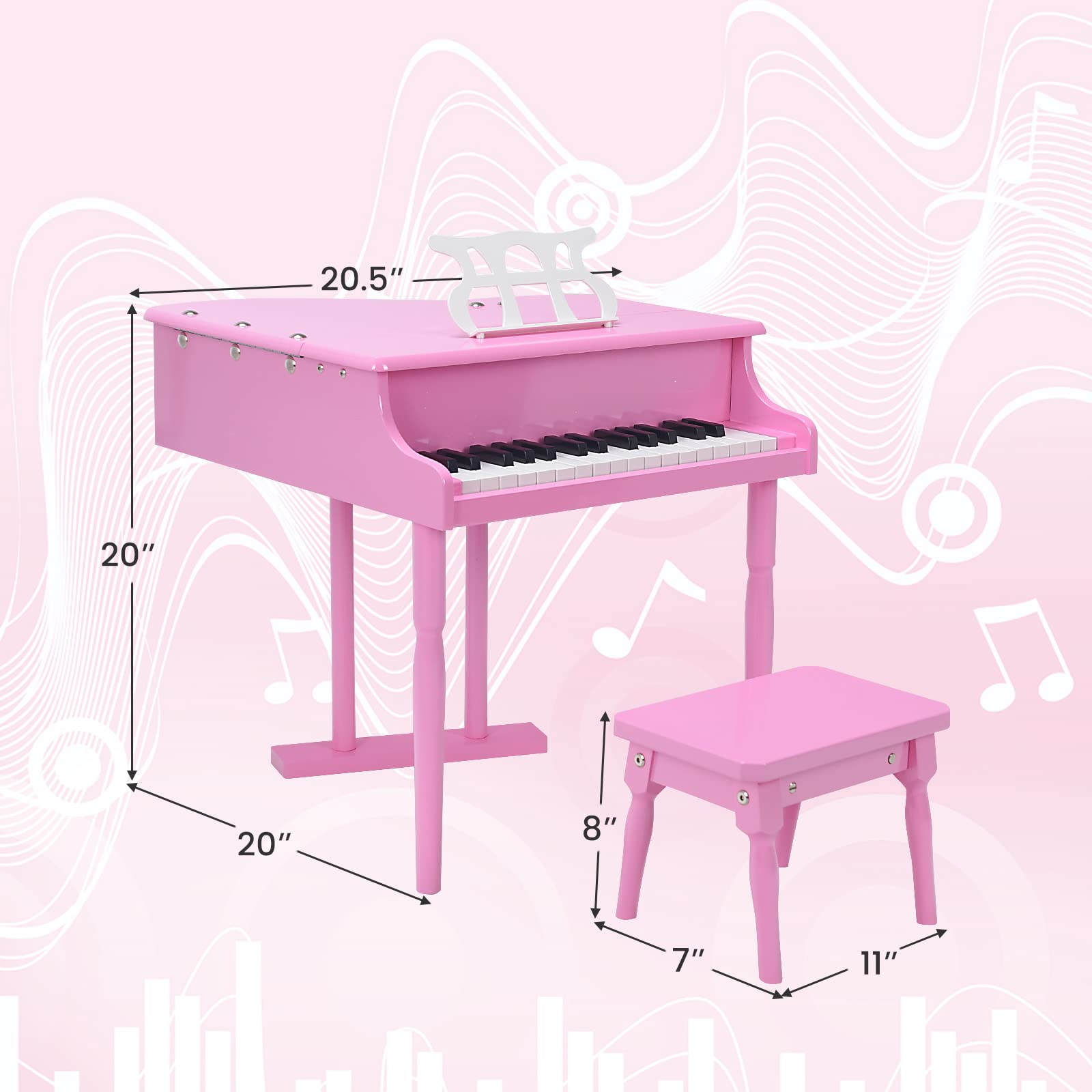 Foto 7 pulgar | Piano Musical Costzon Rosa Infantil-Venta Internacional