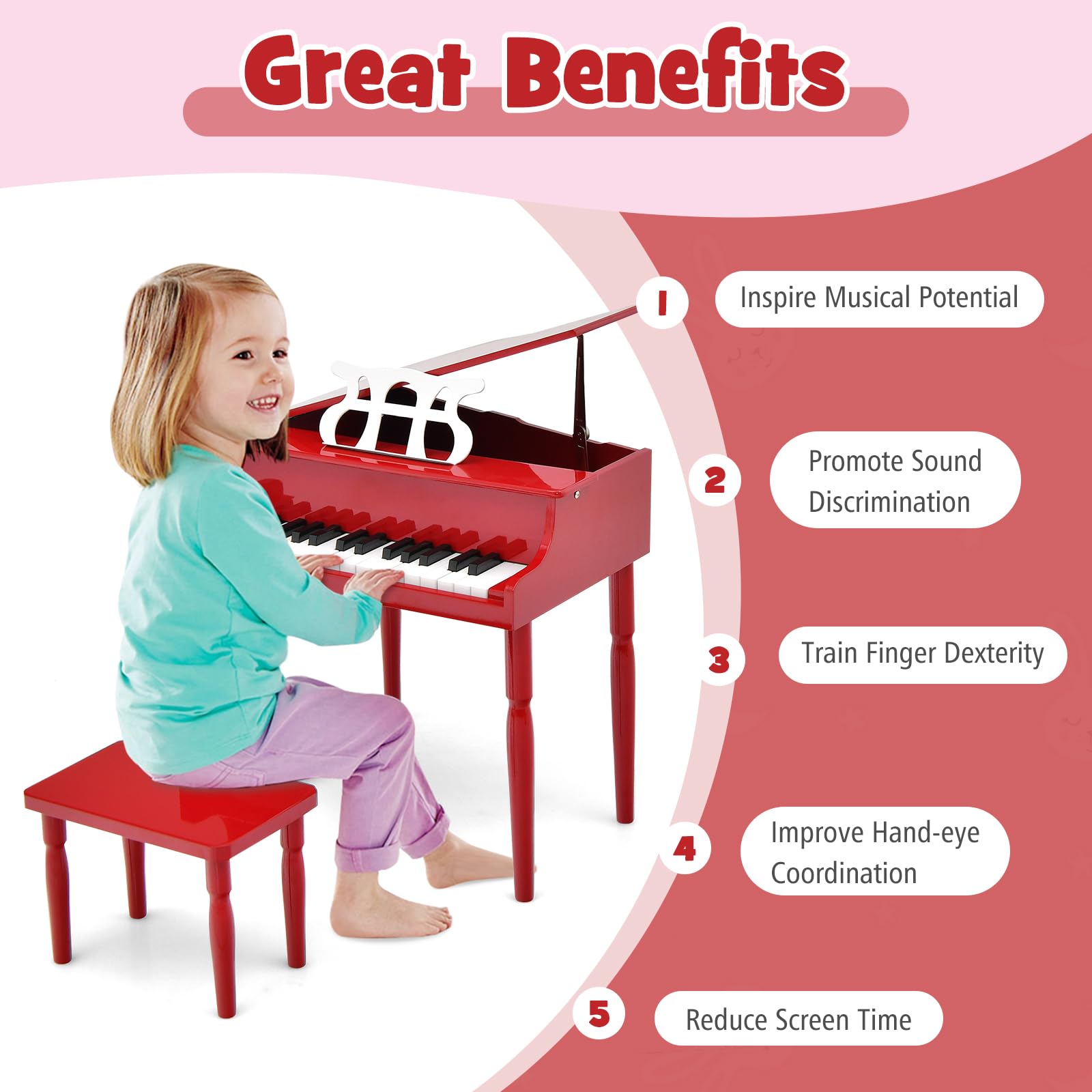 Foto 2 | Piano Musical Costzon Rojo Infantil-Venta Internacional