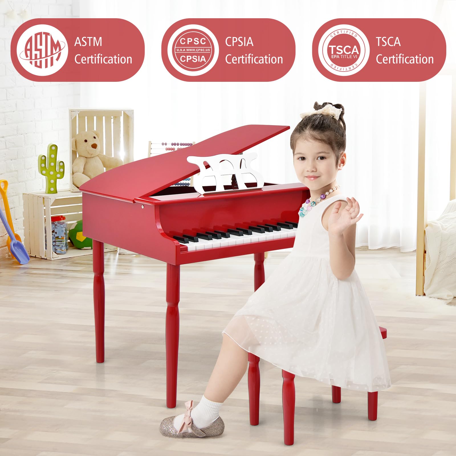 Foto 8 pulgar | Piano Musical Costzon Rojo Infantil-Venta Internacional