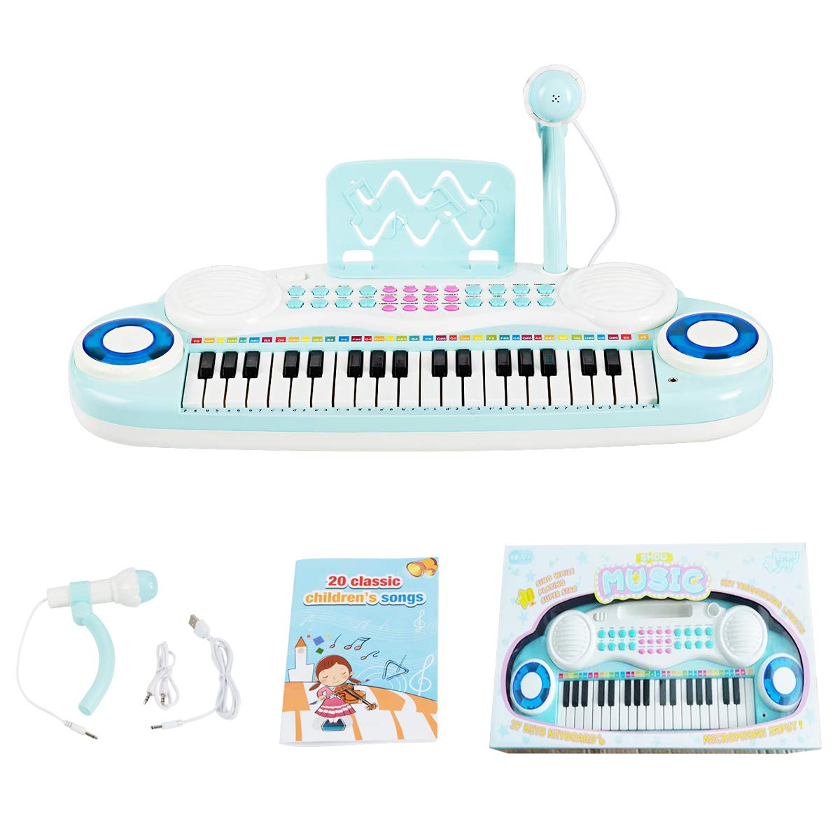 Foto 6 | Teclado Electrónico Piano Costzon 37 Teclas Para Niños Azul - Venta Internacional.