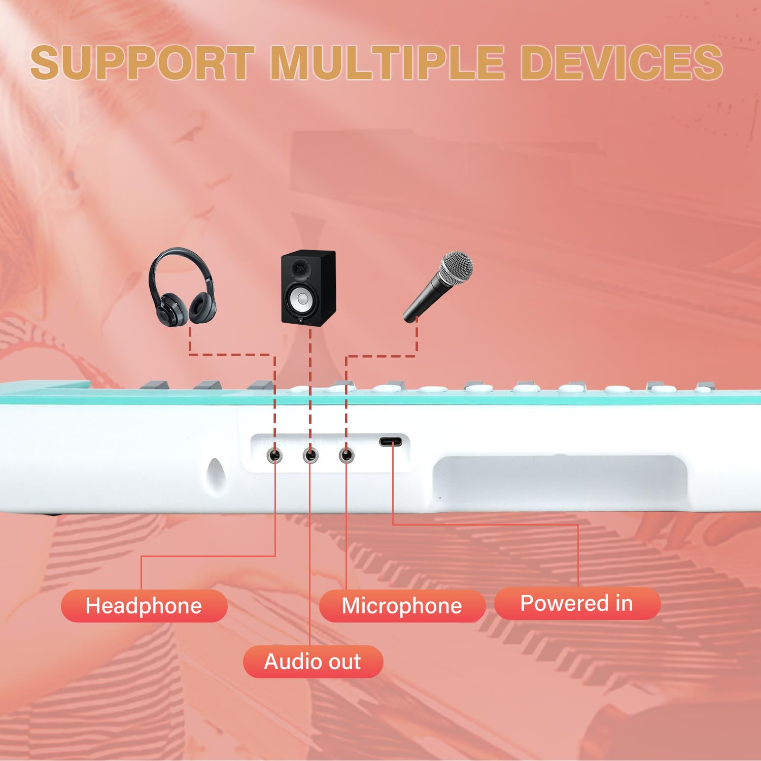 Foto 3 | Teclado Piano Raimy Kids 37 Teclas Con 2 Altavoces Para Niños De Más De 3 Años - Venta Internacional.