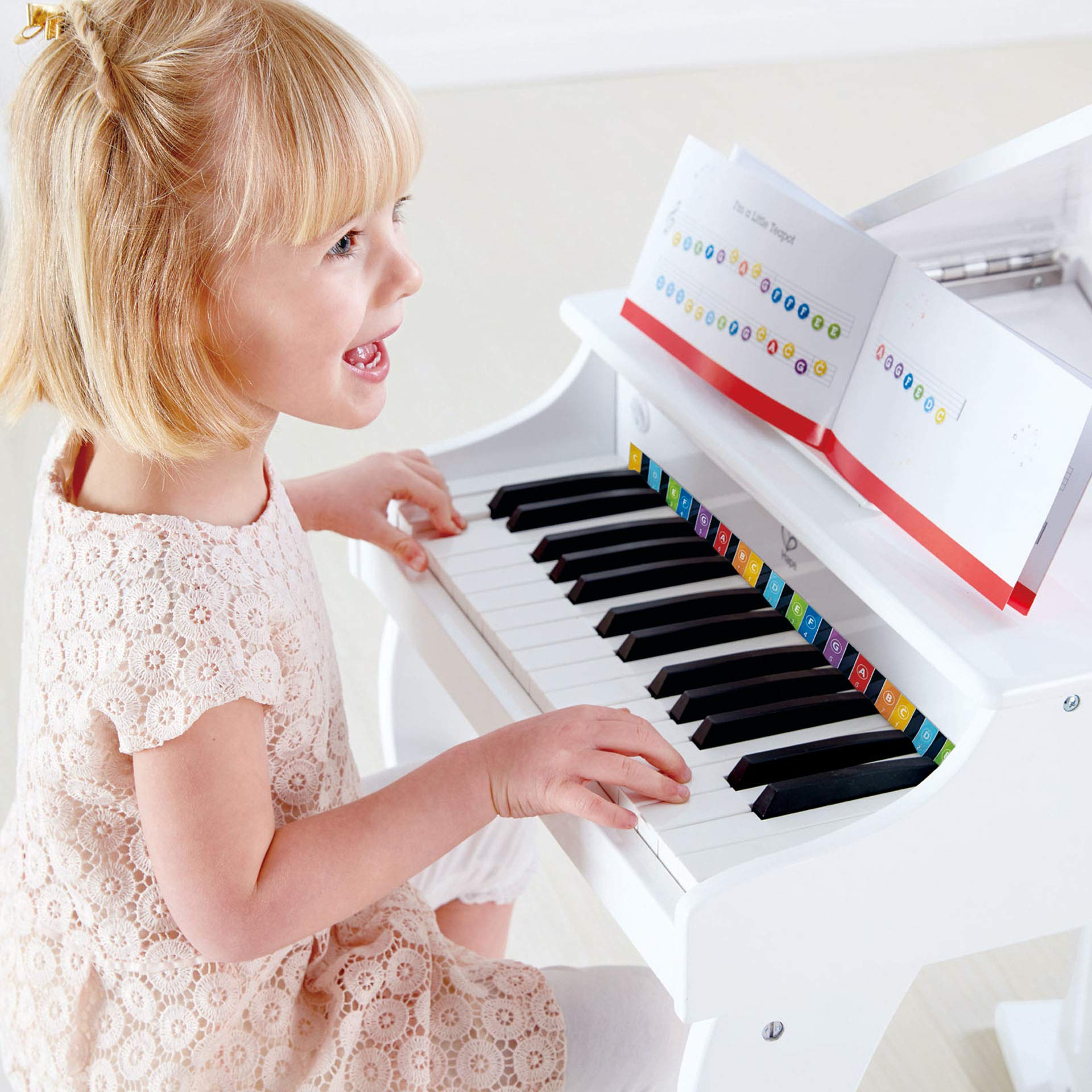 Foto 3 pulgar | Piano Toy Hape Deluxe White Grand Con Taburete De 30 Teclas A Partir De 3 Años - Venta Internacional.