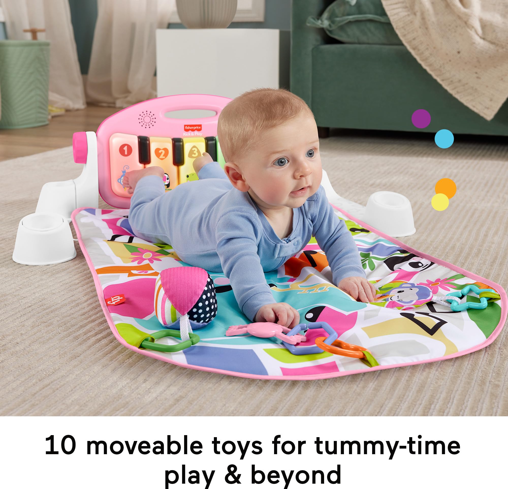 Foto 4 pulgar | Playmat Fisher-price Glow And Grow Kick & Play Piano Gym Rosa - Venta Internacional.