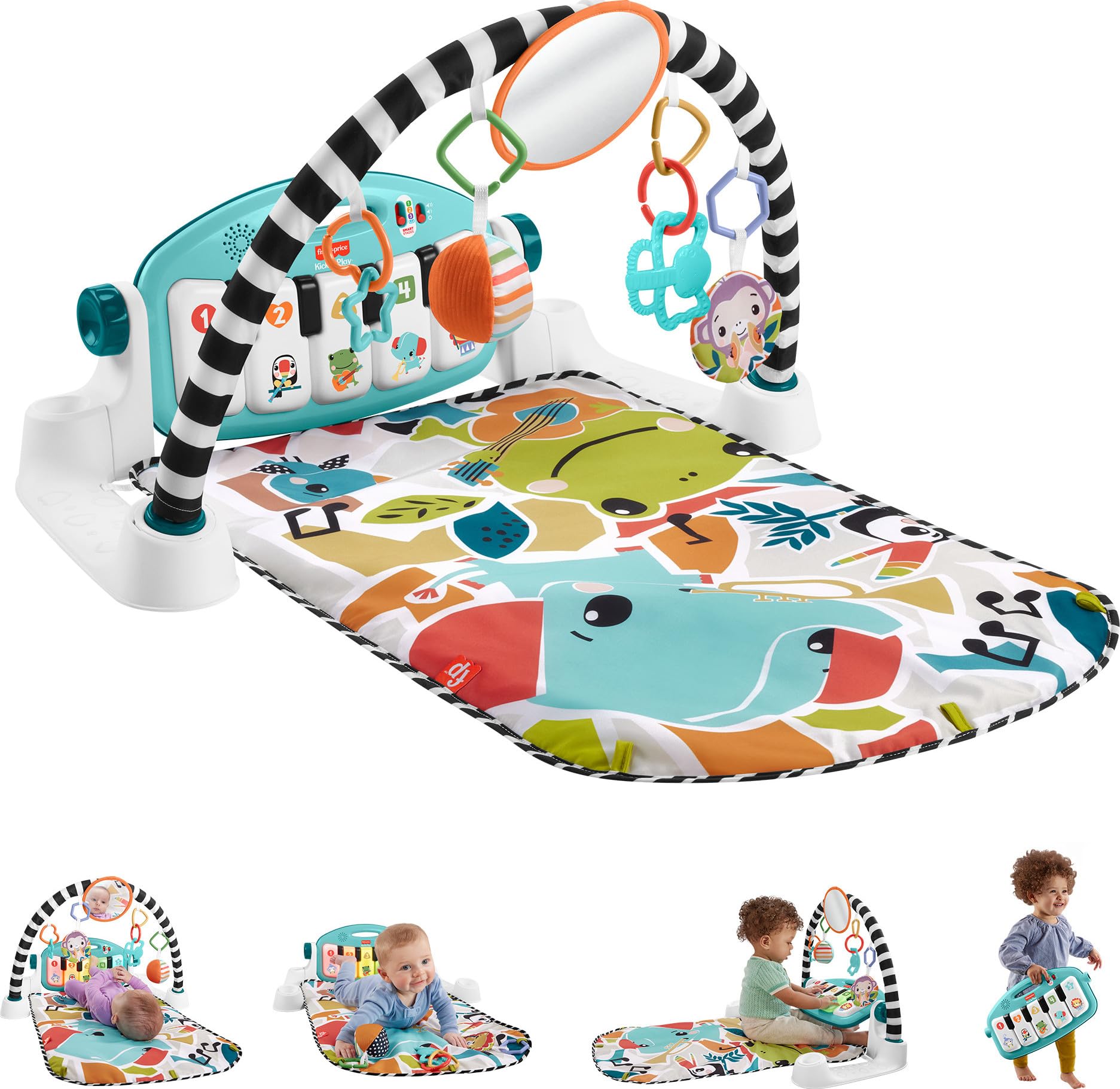 Playmat Fisher price Glow And Grow Kick Play Piano Gym Azul Venta Internacional. Coppel