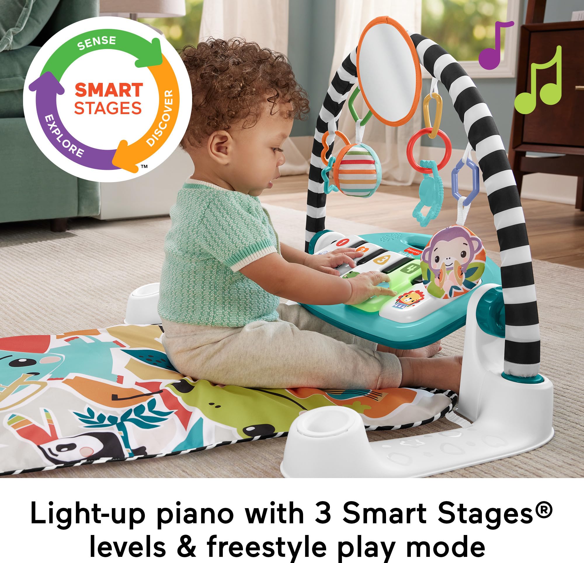 Foto 5 pulgar | Playmat Fisher-price Glow And Grow Kick & Play Piano Gym Azul - Venta Internacional.