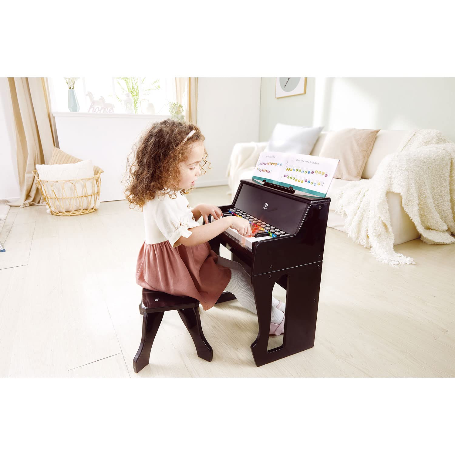 Foto 5 pulgar | Piano Hape Learn Con Luces Negras Con Taburete Para Niños - Venta Internacional.