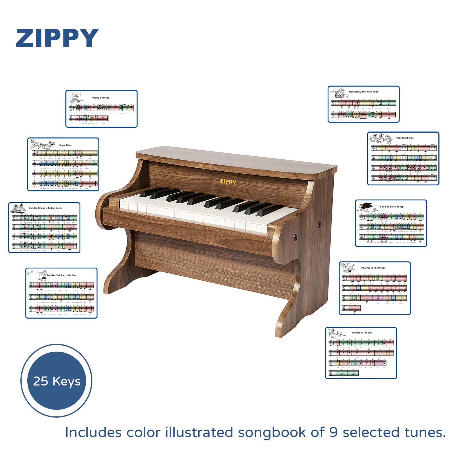 Foto 5 pulgar | Teclado de Piano Zippy Kids 25 Teclas Digital Madera de Nogal - Venta Internacional