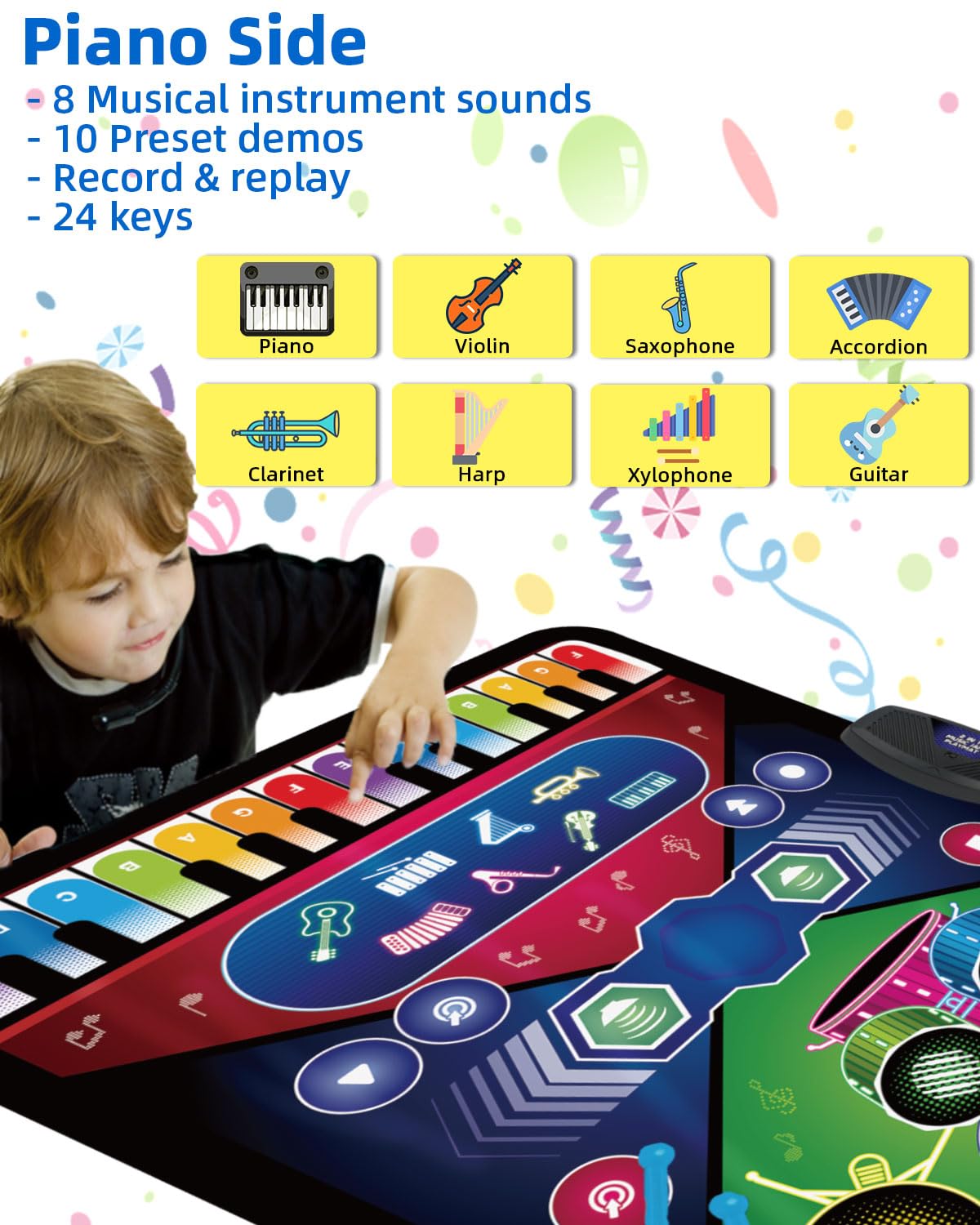 Foto 3 pulgar | Batería 2 En 1 Music Jam Mat Sunlin Y Piano De 3 A 6 Años - Venta Internacional.