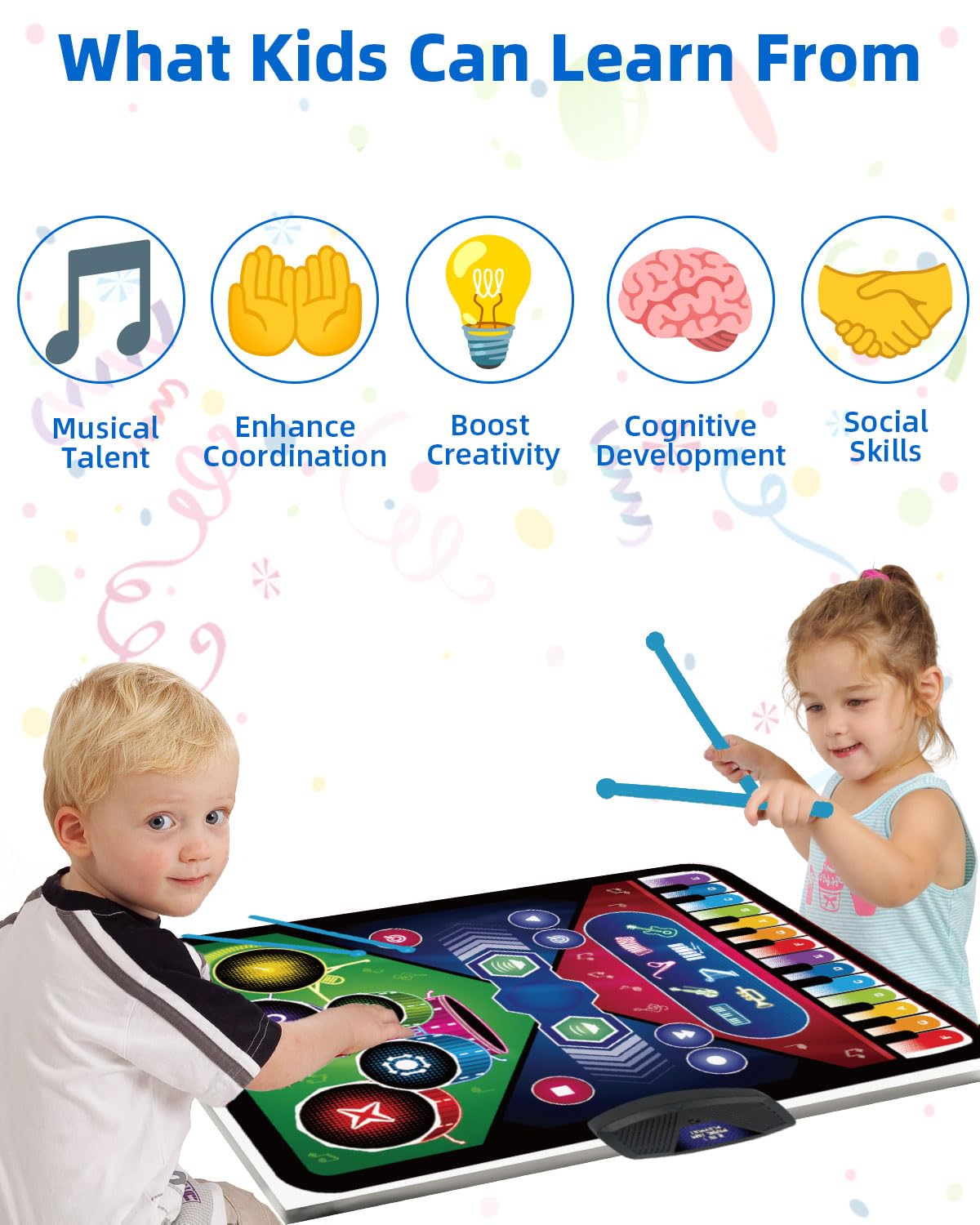 Foto 5 | Batería 2 En 1 Music Jam Mat Sunlin Y Piano De 3 A 6 Años - Venta Internacional.