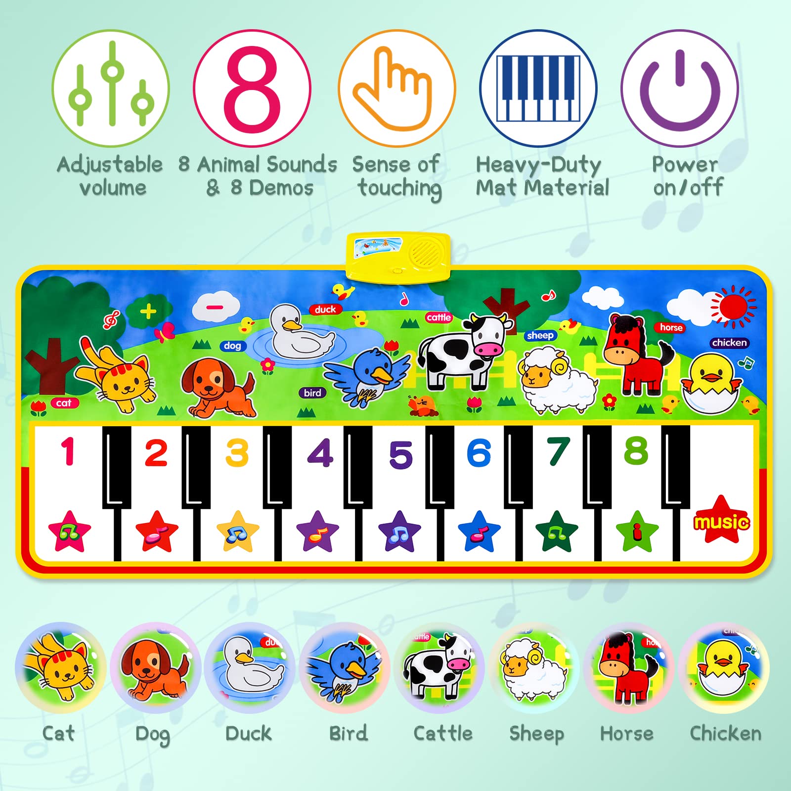 Foto 3 pulgar | Juguetes Musicales Para Piano Mat M Sanmersen Con 8 Sonidos De Animales De 1 A 6 Años - Venta Internacional.
