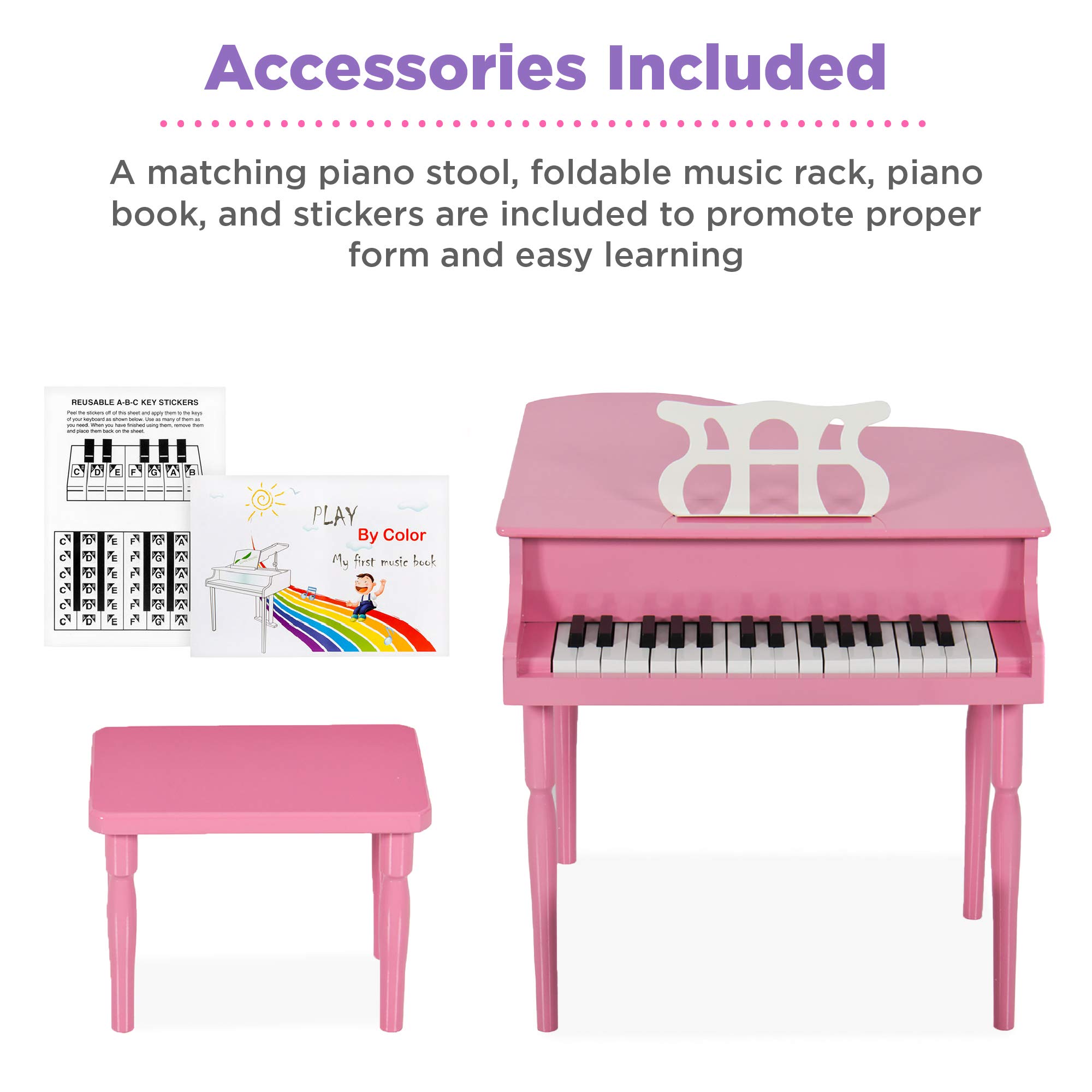 Foto 5 pulgar | Minipiano de cola Best Choice Kids de 30 teclas con banco y pegatinas Ideal para niños - Venta Internacional