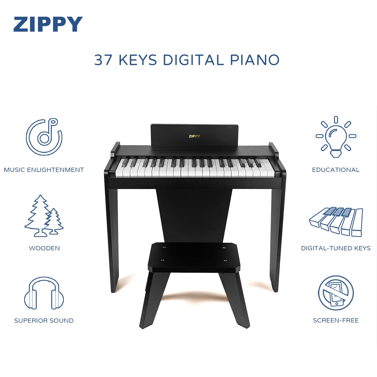 Foto 3 pulgar | Piano Zippy Kids Digital 37 Teclas 3+ - Venta Internacional