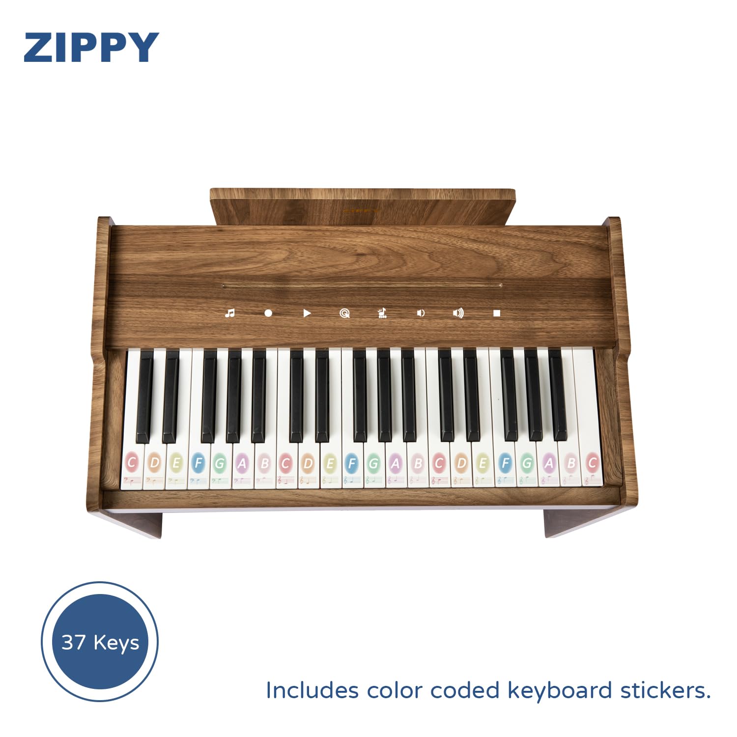 Foto 6 pulgar | Piano Digital Zippy Kids 37 Teclas color Nogal con Banco y Cancionero - Venta Internacional