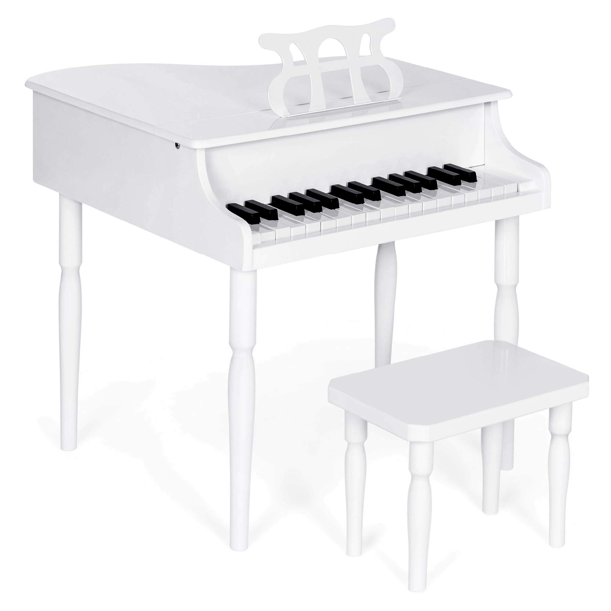 Foto 2 pulgar | Mini Piano de Cola con Banco y Acabado Brillante en color Blanco para Niños - Venta Internacional