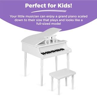 Foto 6 | Mini Piano de Cola con Banco y Acabado Brillante en color Blanco para Niños - Venta Internacional