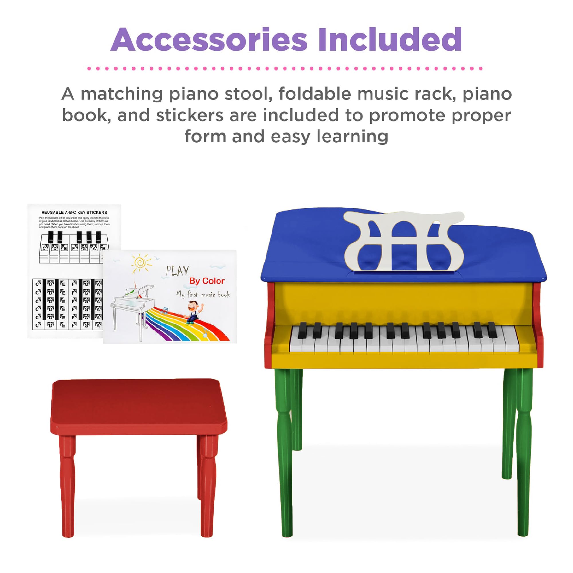 Foto 4 | Mini Grand Piano Best Choice Products Para Niños Con Accesorios - Venta Internacional.