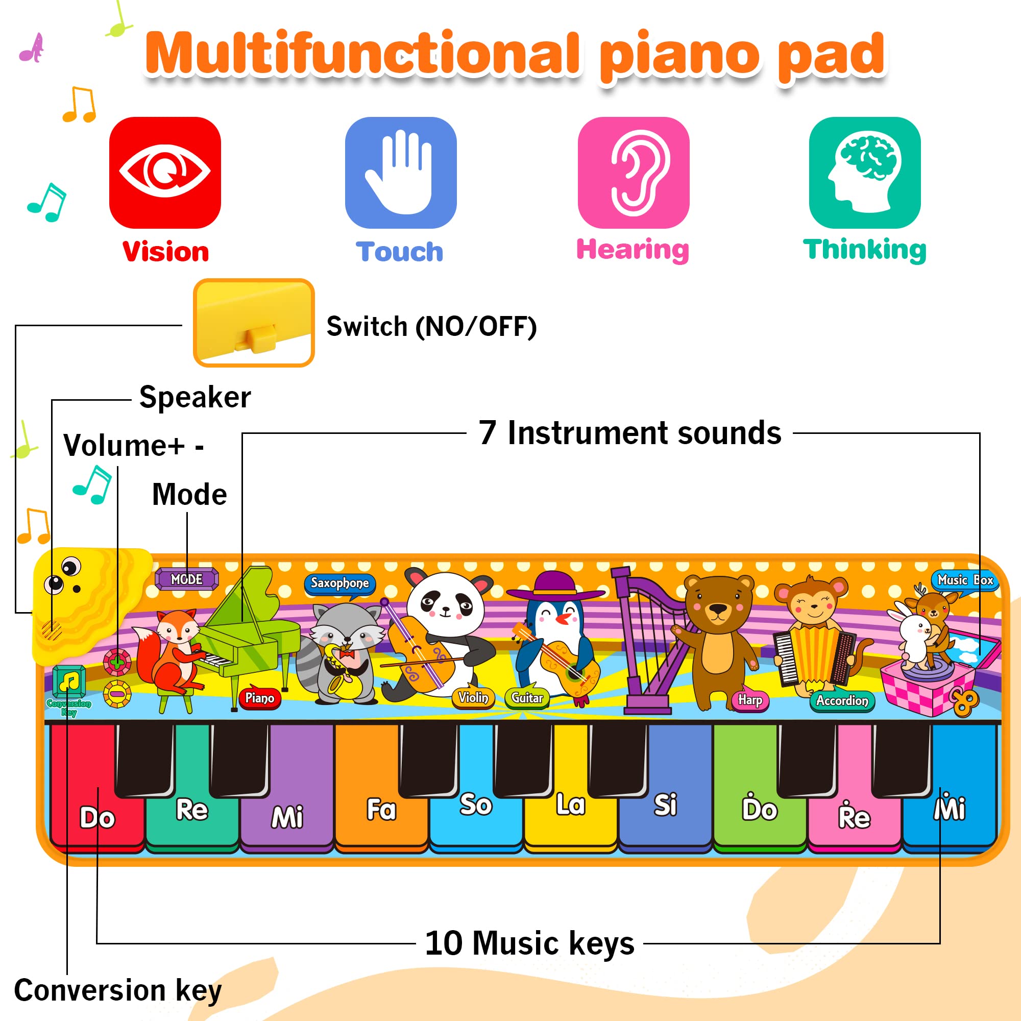 Foto 3 pulgar | Alfombrillas Musicales Para Piano Mr.tn Kids Con 25 Sonidos Musicales De 1 A 6 Años O Más - Venta Internacional.