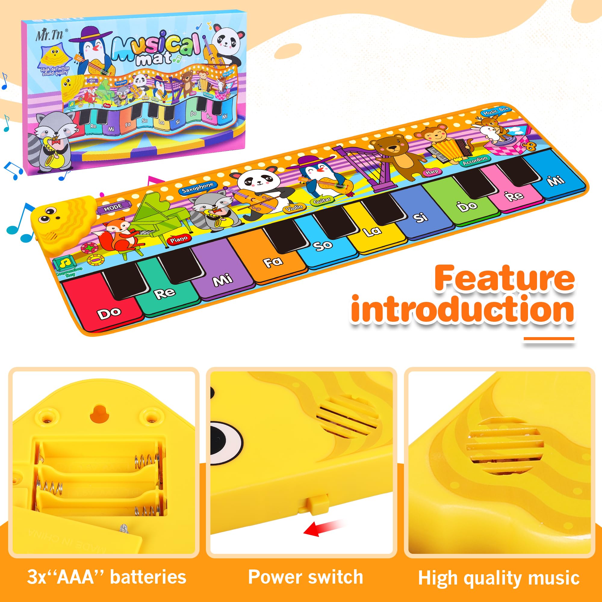 Foto 4 pulgar | Alfombrillas Musicales Para Piano Mr.tn Kids Con 25 Sonidos Musicales De 1 A 6 Años O Más - Venta Internacional.