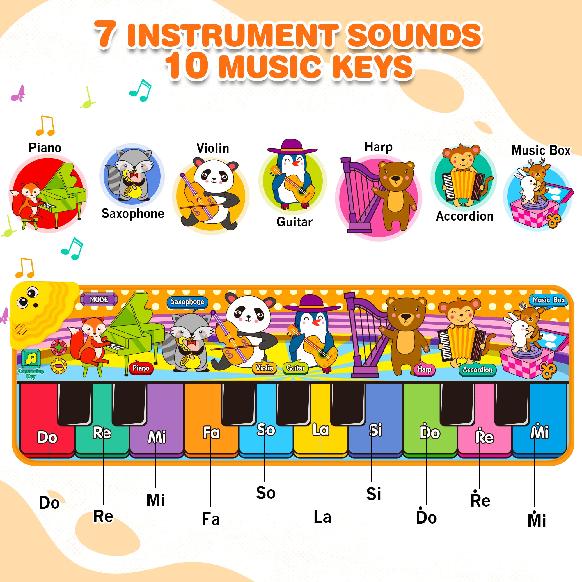 Foto 5 pulgar | Alfombrillas Musicales Para Piano Mr.tn Kids Con 25 Sonidos Musicales De 1 A 6 Años O Más - Venta Internacional.