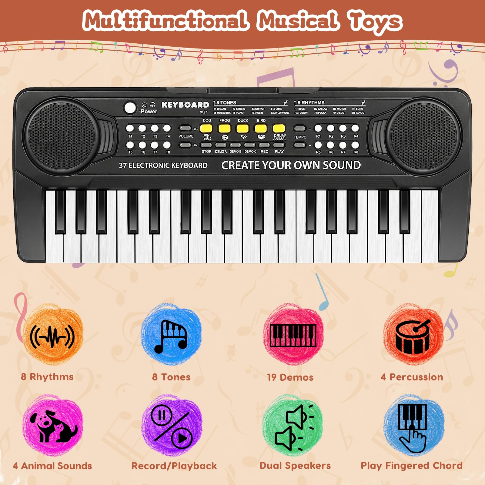 Foto 4 pulgar | Piano De Teclado M Sanmersen De 37 Teclas Para Niños De 3 A 6 Años Con Micrófono - Venta Internacional.