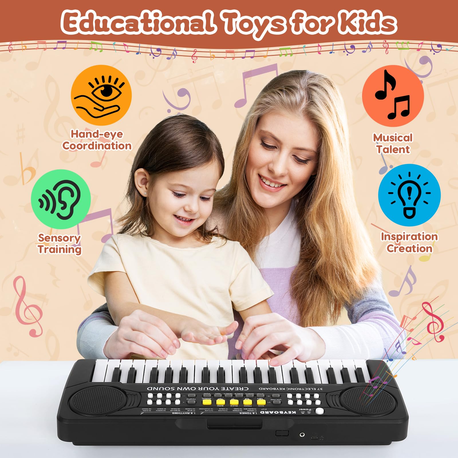 Foto 5 pulgar | Piano De Teclado M Sanmersen De 37 Teclas Para Niños De 3 A 6 Años Con Micrófono - Venta Internacional.