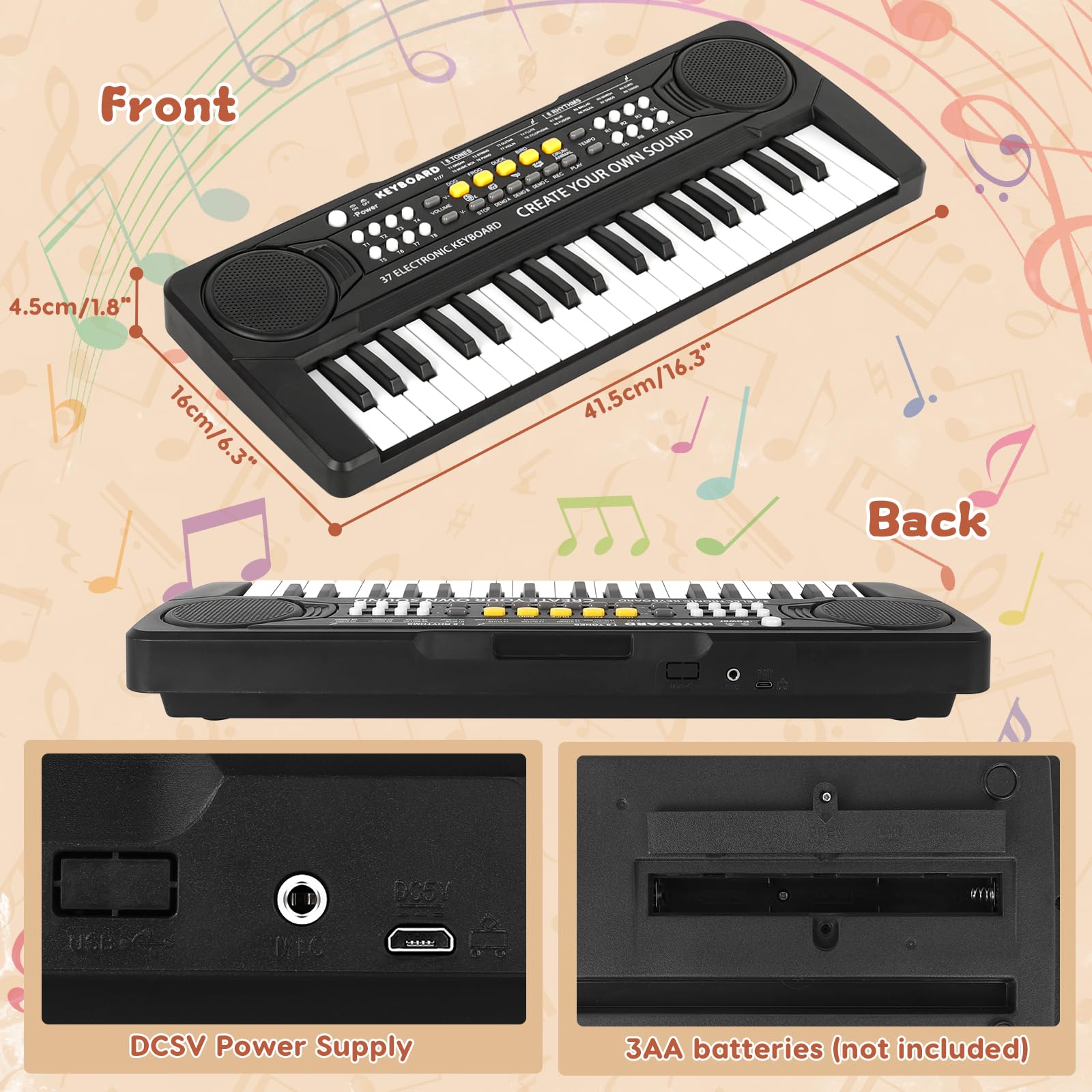 Foto 6 pulgar | Piano De Teclado M Sanmersen De 37 Teclas Para Niños De 3 A 6 Años Con Micrófono - Venta Internacional.