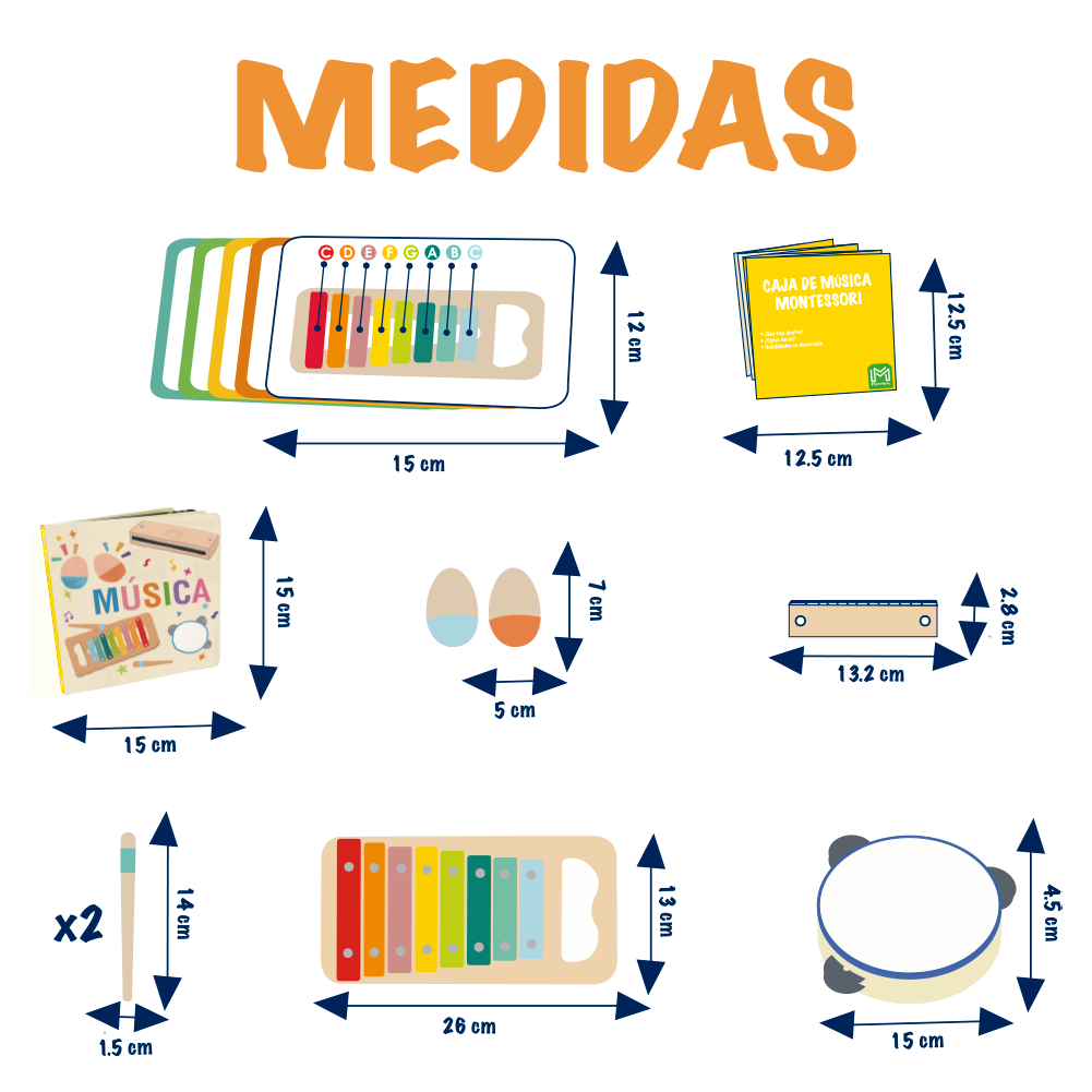 Foto 5 | Juego De Instrumentos Musicales Montessori Para Niños. Caja Musical Con Xilofono, Pandero, Maracas Y Armónica