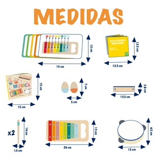 Foto 5 | Juego De Instrumentos Musicales Montessori Para Niños. Caja Musical Con Xilofono, Pandero, Maracas Y Armónica