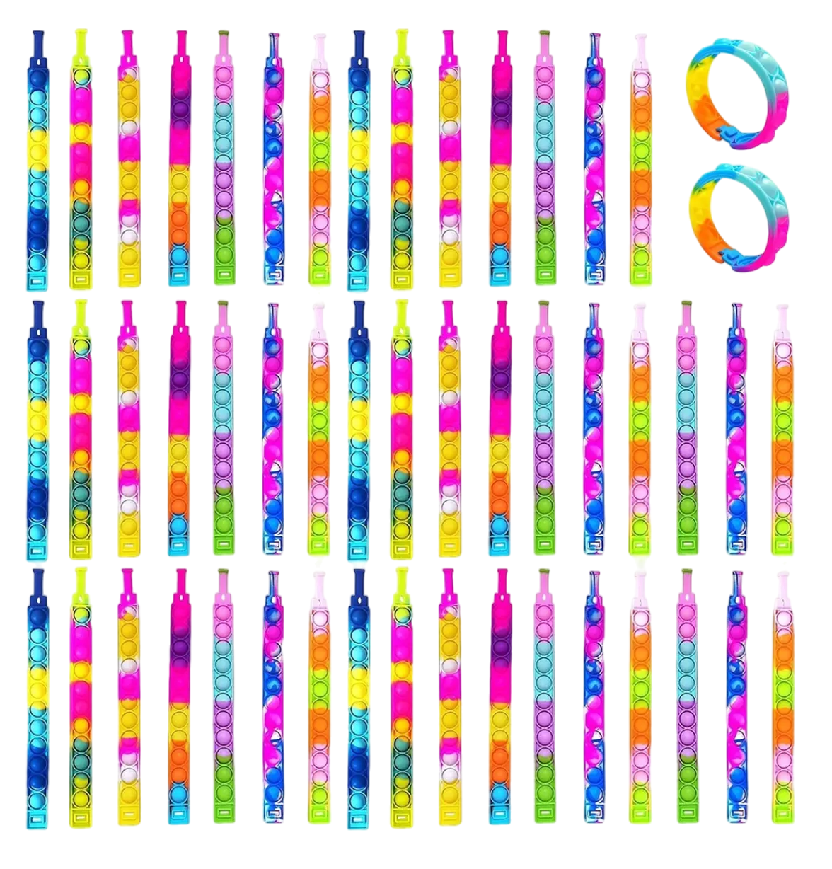 Juguete Antiestrés Juego Push Pop It Burbuja Pulsera 50 Pcs Multicolor