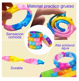 Foto 5 | Juguete Antiestrés Juego Push Pop It Burbuja Pulsera 50 Pcs Multicolor