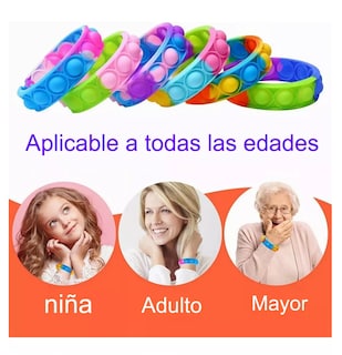 Foto 3 | Juguete Antiestrés Juego Push Pop It Burbuja Pulsera 50 Pcs Multicolor