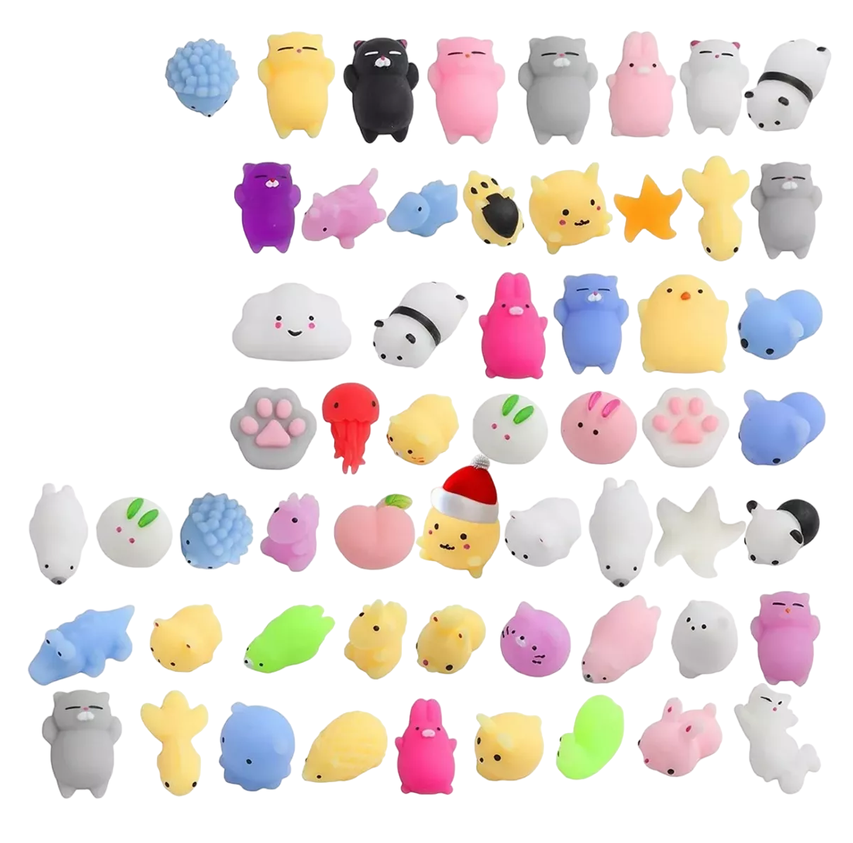 Foto 2 pulgar | Juguete Escuichi Squishy Barato Kawaii Antiestres Mochi 64 Pzs Colores