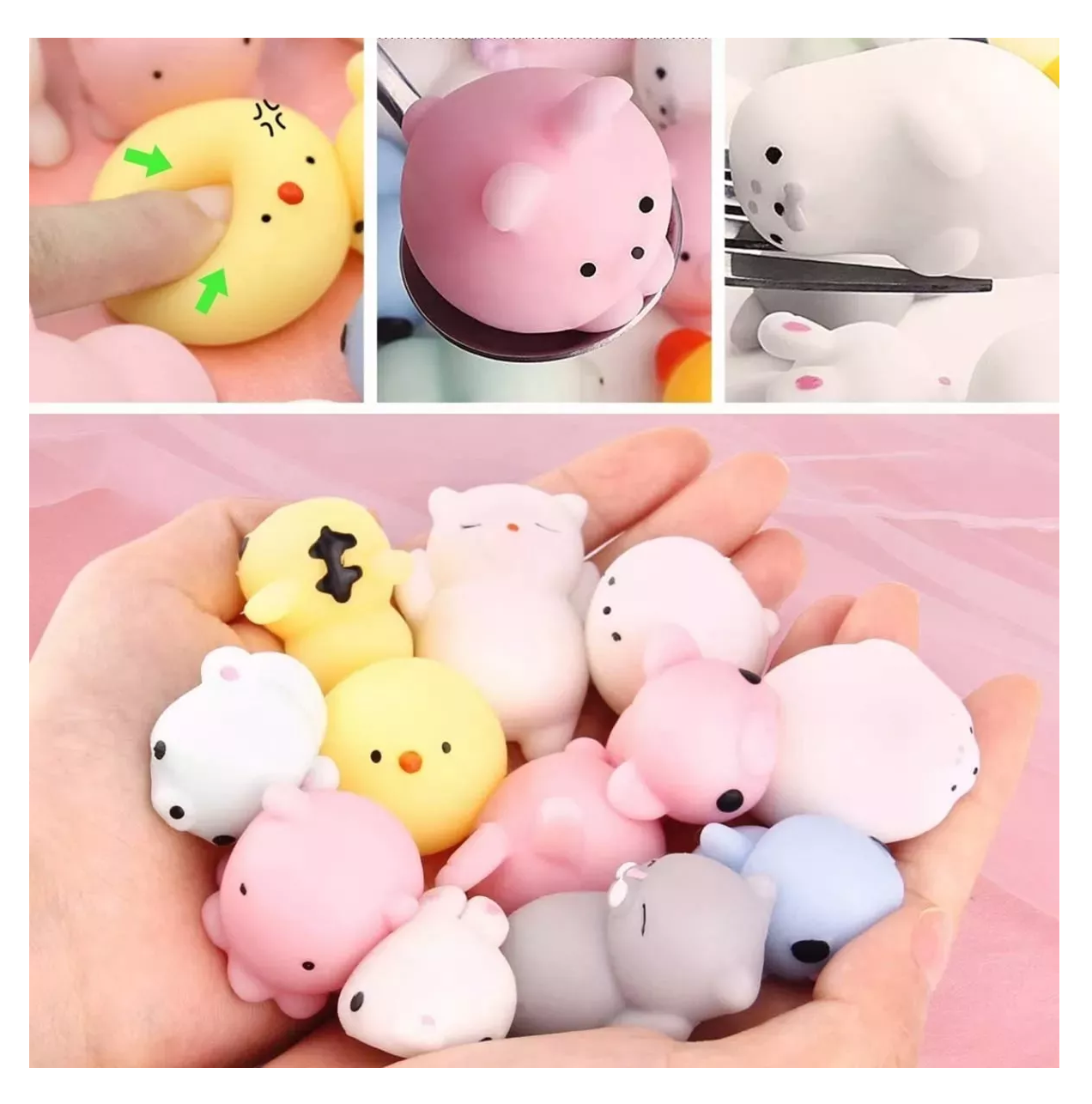 Foto 6 pulgar | Juguete Escuichi Squishy Barato Kawaii Antiestres Mochi 64 Pzs Colores